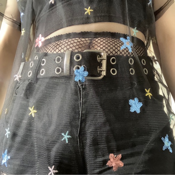 NEW BEAUTIFUL RARE CELESTIAL STAR EMBROIDERY BLACK MESH DRESS - Picture 13 of 15